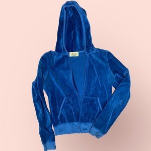 Vintage Juicy Couture Classic Velour Zip Up Jacket Royal Blue MADE in USA large